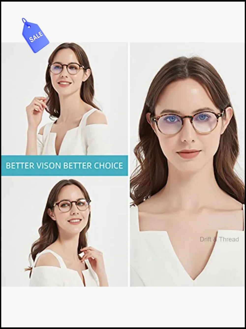 Blue Light Blocking Reading Glasses with Spring Hinge - 4 Pairs Pack